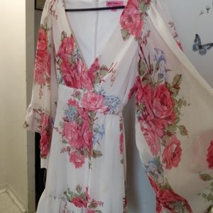 Size 12 Flower pattern dress  w/ bell sleeves